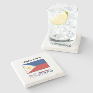 Philippines and Filipino Flag Personalized Stone Coaster