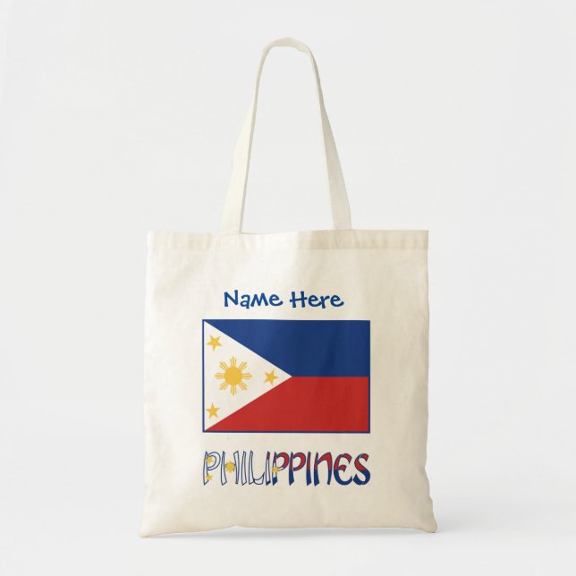 Philippines and Filipino Flag Personalized  Tote Bag (Front)