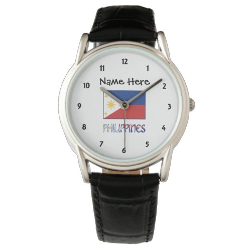 Philippines and Filipino Flag Personalized  Watch
