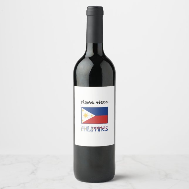 Philippines and Filipino Flag Personalized  Wine Label (Front)