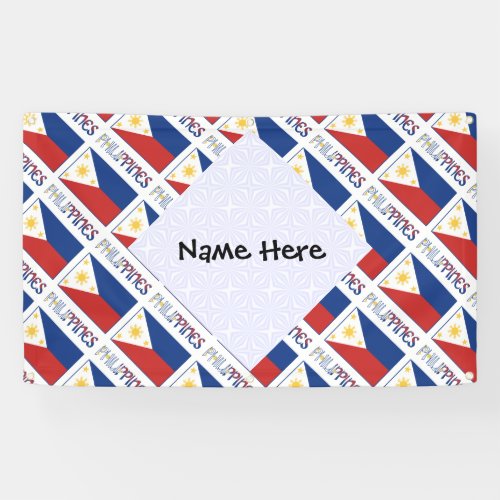 Philippines and Filipino Flag Tiled Personalized  Banner