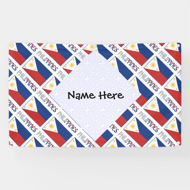 Philippines and Filipino Flag Tiled Personalized  Banner (Horizontal)