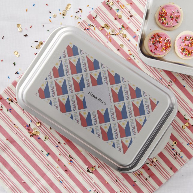 Philippines and Filipino Flag Tiled Personalized  Cake Pan (In Situ)