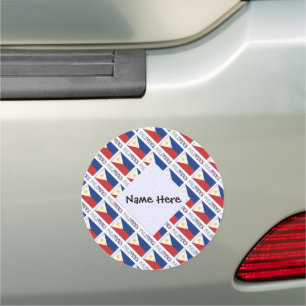 Philippines and Filipino Flag Tiled Personalized  Car Magnet