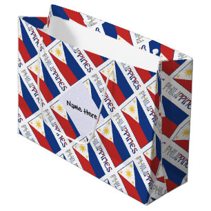 Philippines and Filipino Flag Tiled Personalized Large Gift Bag