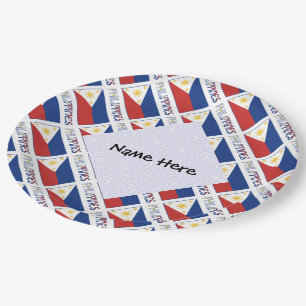 Philippines and Filipino Flag Tiled Personalized  Paper Plates