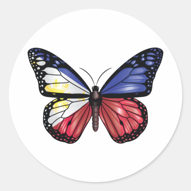Philippines butterfly monarch flag classic round sticker (Front)