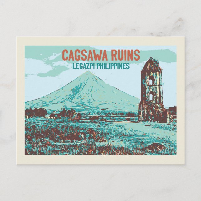 Philippines, Cagsawa ruins, Legazpi, Mayon volcano Postcard (Front)