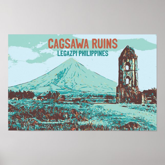 Philippines, Cagsawa ruins, Legazpi, Mayon volcano Poster (Front)