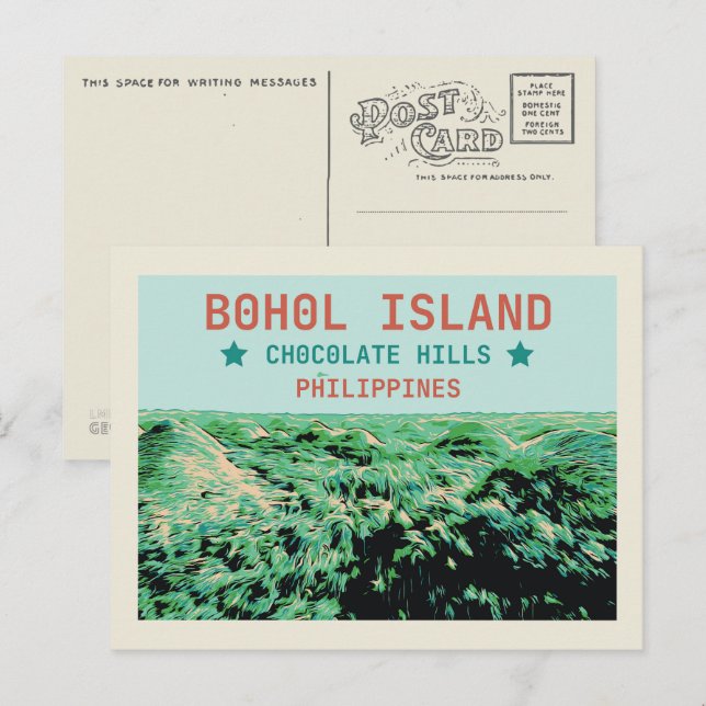 Philippines, Chocolate Hills in Bohol island Postcard (Front/Back)