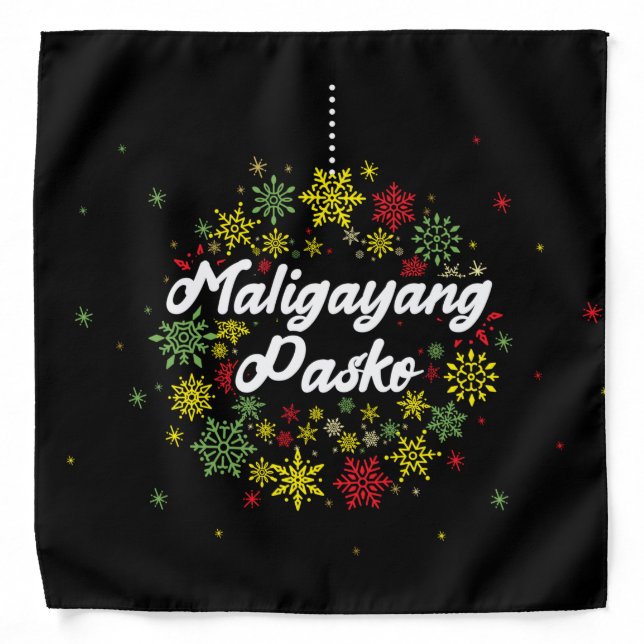 Philippines Christmas Maligayang Pasko Snowflakes Bandana (Front)