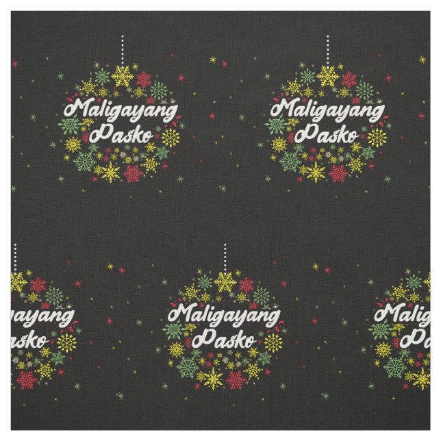 Philippines Christmas Maligayang Pasko Snowflakes Fabric (Swatch)