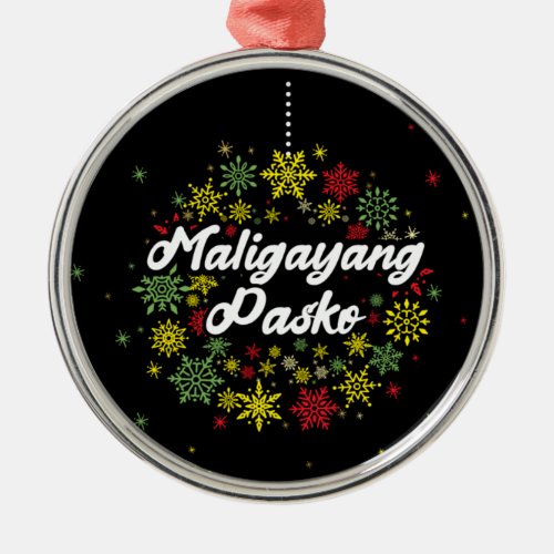 Philippines Christmas Maligayang Pasko Snowflakes Metal Ornament