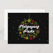 Philippines Christmas Maligayang Pasko Snowflakes Postcard (Front/Back)