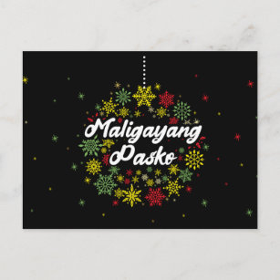 Philippines Christmas Maligayang Pasko Snowflakes Postcard