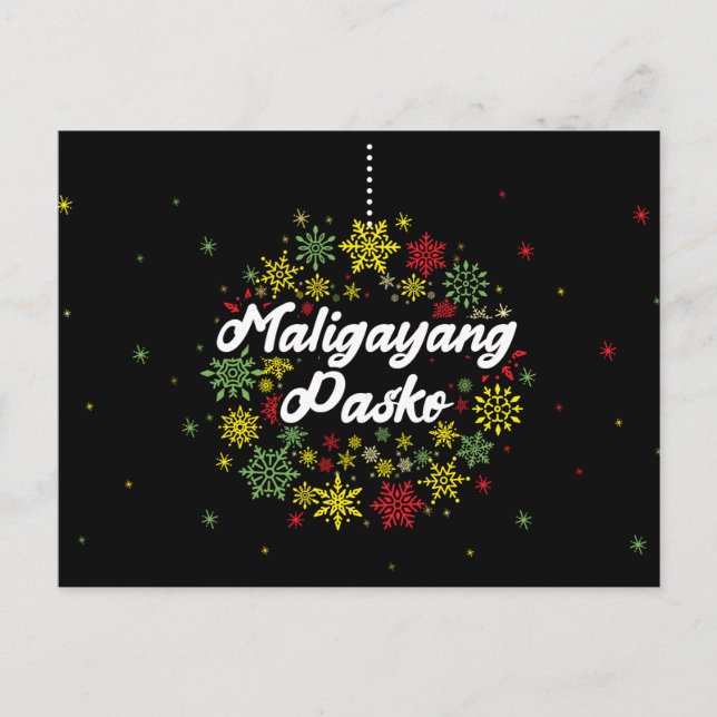Philippines Christmas Maligayang Pasko Snowflakes Postcard (Front)