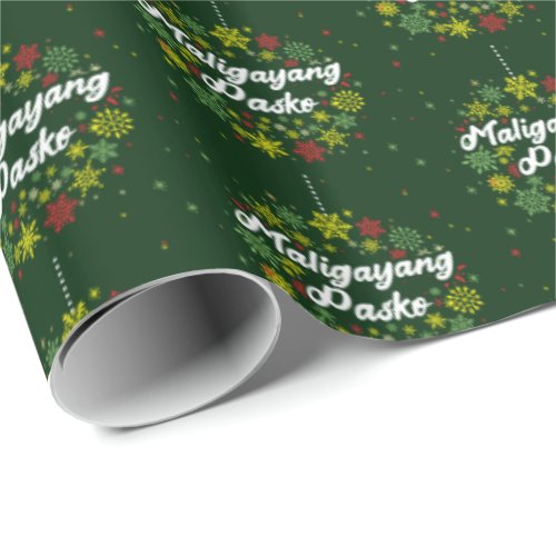Philippines Christmas Maligayang Pasko Snowflakes Wrapping Paper