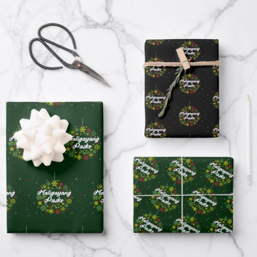 Philippines Christmas Maligayang Pasko Snowflakes Wrapping Paper Sheets