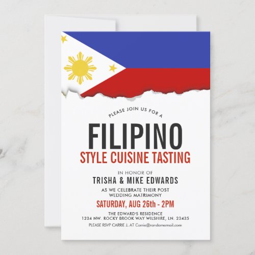 Philippines Cuisine  Party Flag White Invite