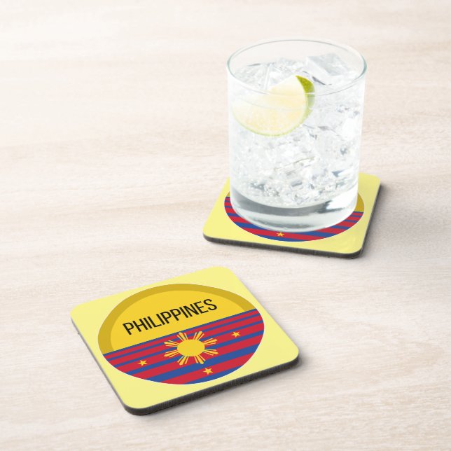 Philippines Cute Design Ideas Pattern Sunset Beverage Coaster (Right Side)