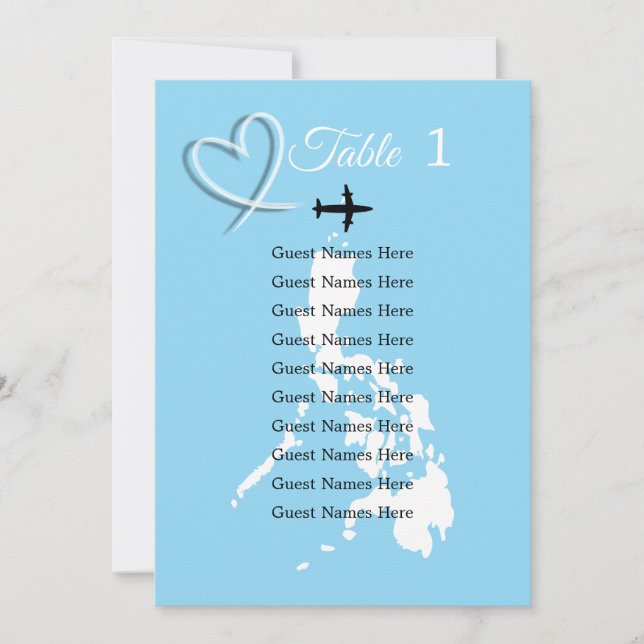 Philippines Destination Wedding Table Plan Card (Front)