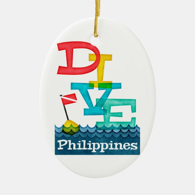 Philippines Dive - Colorful Scuba Ceramic Ornament (Front)