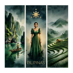 Philippines-El Nido,Filipina,Banaue- Painterly  Triptych