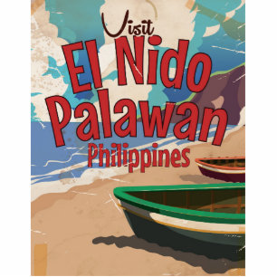 Philippines,El Nido, Palawan Travel poster. Statuette