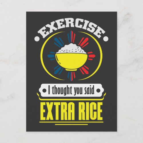 Philippines _ Exercise Extra RiceFoodie Pun Postcard