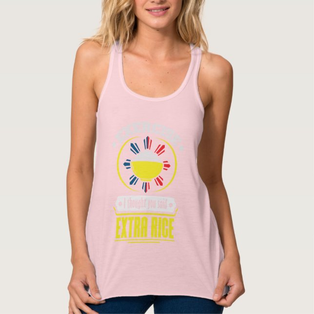 Philippines - Exercise Extra Rice Foodie Pun Tank Top (Front)