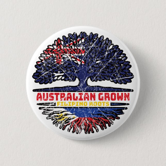 Philippines Filipino Australian Australia Tree Button (Front)