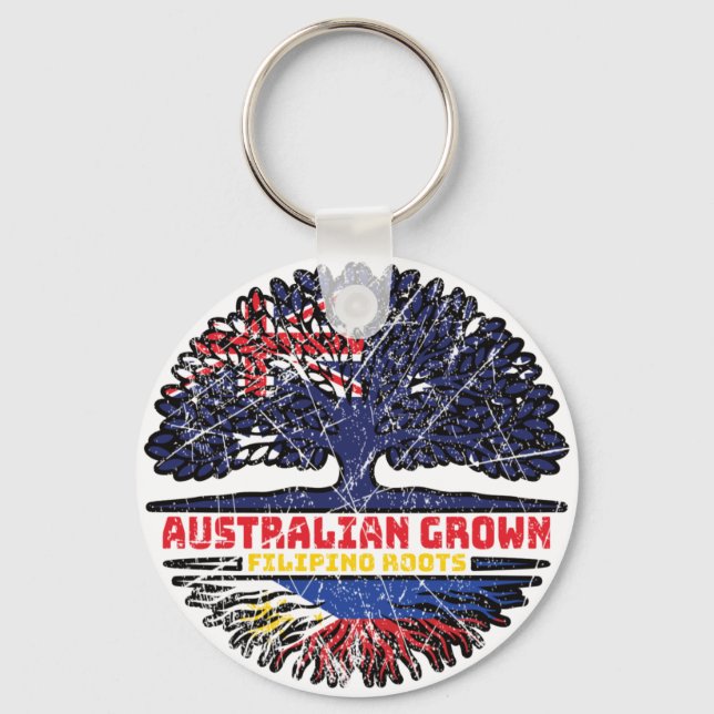 Philippines Filipino Australian Australia Tree Keychain (Front)