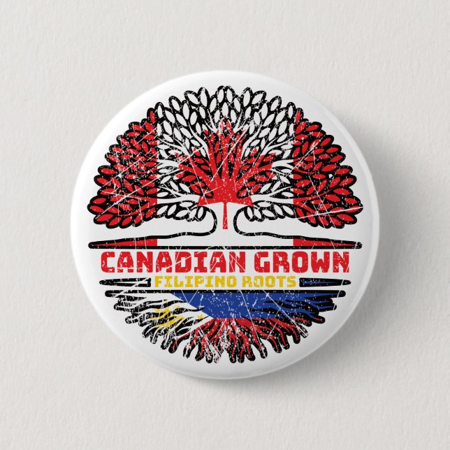 Philippines Filipino Canadian Canada Tree Roots Fl Button (Front)