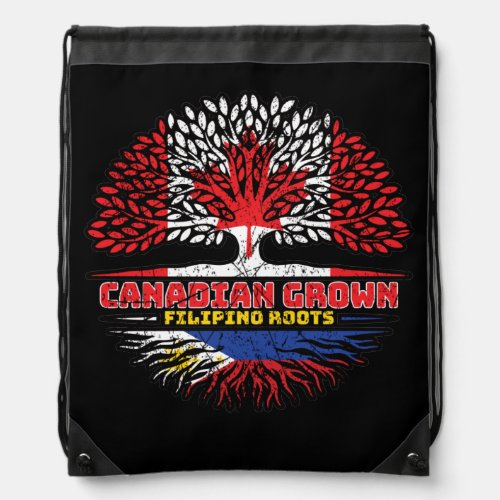 Philippines Filipino Canadian Canada Tree Roots Fl Drawstring Bag