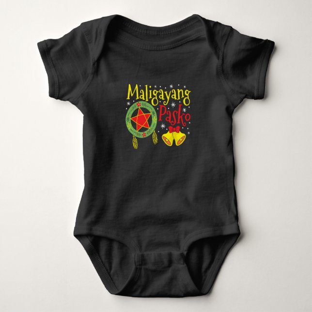 Philippines Filipino Christmas Maligayang Pasko Baby Bodysuit (Front)