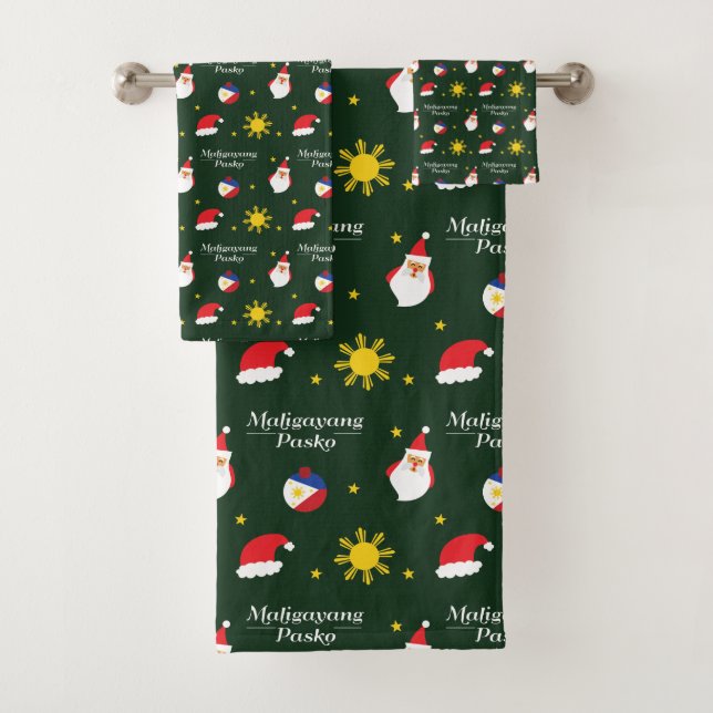 Philippines Filipino Christmas Maligayang Pasko Bath Towel Set (Insitu)