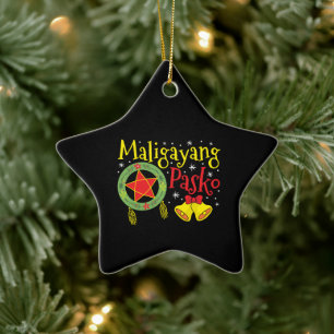 Philippines Filipino Christmas Maligayang Pasko Ceramic Ornament