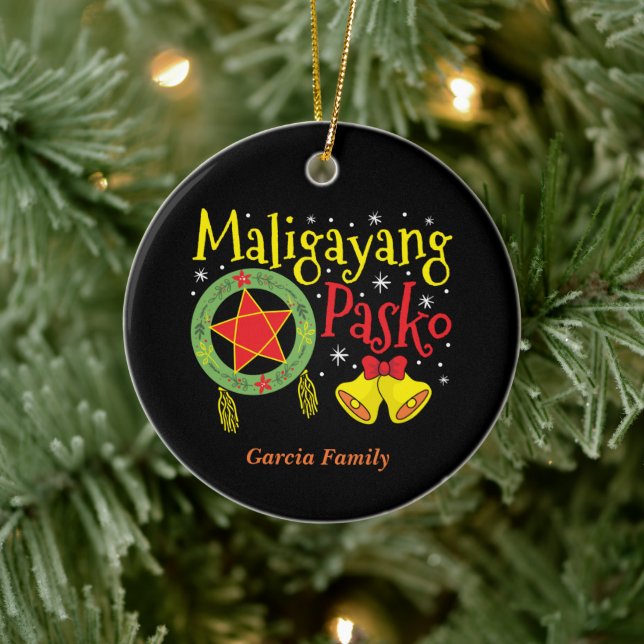 Philippines Filipino Christmas Maligayang Pasko Ceramic Ornament (Tree)