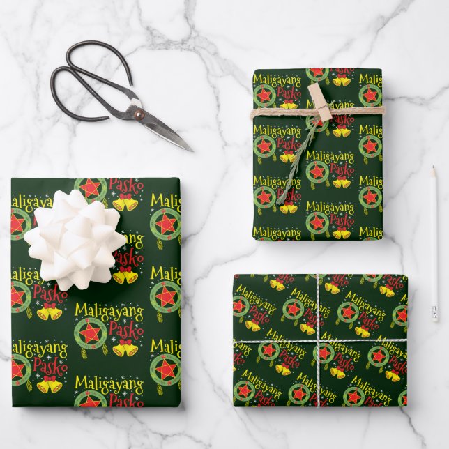 Philippines Filipino Christmas Maligayang Pasko Wrapping Paper Sheets (Front)