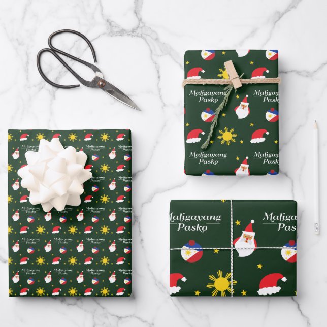 Philippines Filipino Christmas Maligayang Pasko Wrapping Paper Sheets (Front)