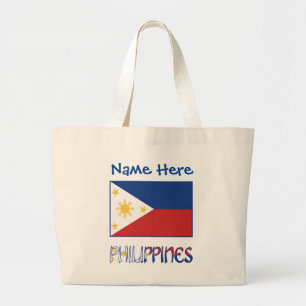 Philippines Filipino Flag Blue Personalization Large Tote Bag