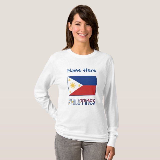 Philippines Filipino Flag Blue Personalization  T-Shirt (Front Full)