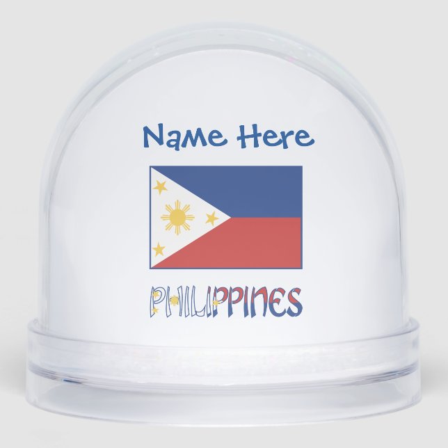 Philippines Filipino Flag Blue Personalized  Snow Globe (Front)