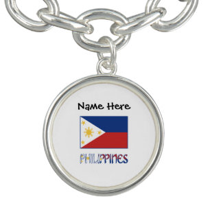 Philippines Filipino Flag Personalized Bracelet