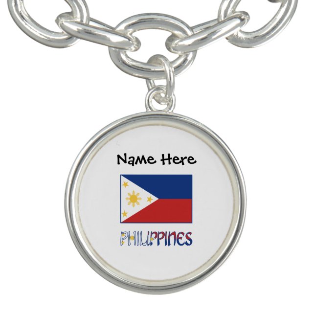 Philippines Filipino Flag Personalized Bracelet (Design)