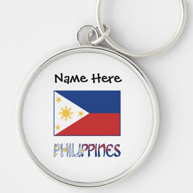 Philippines Filipino Flag Personalized Keychain (Front)