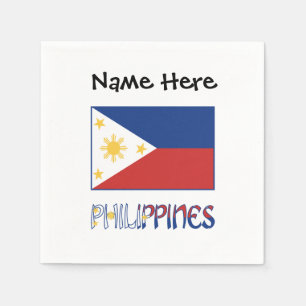 Philippines Filipino Flag Personalized Name  Napkins
