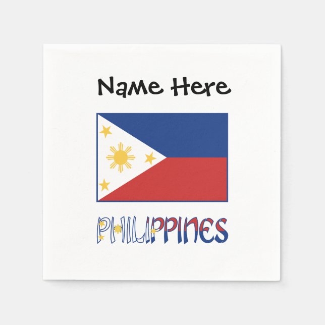 Philippines Filipino Flag Personalized Name  Napkins (Front)