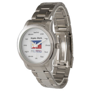 Philippines Filipino Flag Personalized Watch