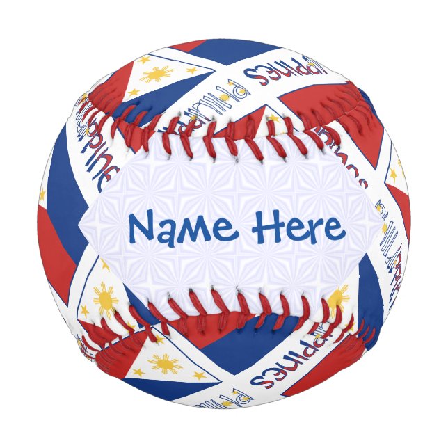 Philippines Filipino Flag Tiled Blue Personalized Baseball (Front)